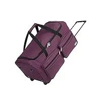 monzana sac de voyage 85l violet à roulettes trolley sac de sport poignée télescopique 2 roues verrouillable transport
