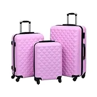 vidaxl ensemble de valises rigides 3 pcs bagages à roulettes de voyage trolley de voyage sac de valise chariot de bagages rose abs