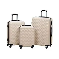 vidaxl ensemble de valises rigides 3 pcs bagages à roulettes de voyage trolley de voyage sac de valise chariot de bagages doré abs