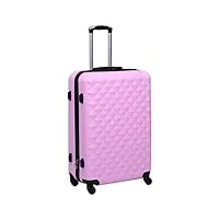 vidaxl valise rigide bagage à roulettes de voyage trolley de voyage sac de valise chariot de bagage sangles de serrage internes rose abs