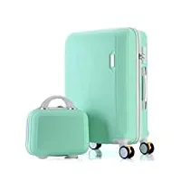 xmwm abs + pc ensemble de bagages valise de voyage sur roues valise à roulettes bagage à main valise cabine femmes bag rolling luggage wheel spinner, green set, 26"