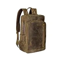 stilord 'johnson' sac à dos d'affaires cuir pour hommes vintage backpack pour macbook 13,3 pouces sac pour ordinateur portable cuir véritable, couleur:marron moyen
