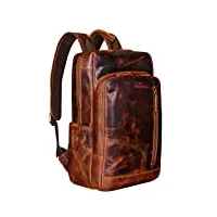 stilord 'johnson' sac à dos d'affaires cuir pour hommes vintage backpack pour macbook 13,3 pouces sac pour ordinateur portable cuir véritable, couleur:kara - cognac