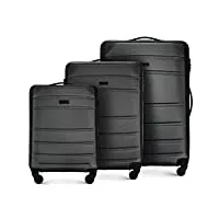 wittchen valise de voyage bagage à main valise cabine valise rigide en abs avec 4 roulettes pivotantes serrure à combinaison poignée télescopique globe line set de 3 valises noir