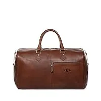 sid & vain sac de voyage cuir véritable seattle fourre-tout besace week-end 40 cm grand sac sport bagages cabine à main marron