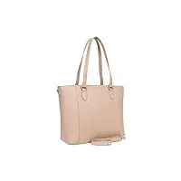 hexagona - sac cabas porté épaule - compatible format a4 et téléphone portable - pour femme - collection madrid - beige