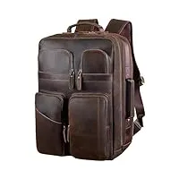 tiding sac à dos vintage en cuir pleine fleur pour ordinateur portable 17,3" grande capacité sac à dos pour homme