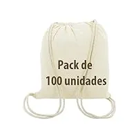 siglo xxi publicity lot de 100 sacs à dos en coton naturel fermeture avec lacets