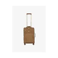 bric's trolley life collection, valise à main avec poches zippées et 4 roulettes, effet daim, taille 37x55x23, camel