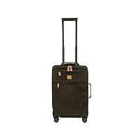 bric's trolley life collection, valise à main avec poches zippées et 4 roulettes, effet daim, taille 37x55x23, olive