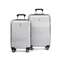 travelpro valise à roulettes extensible pour voyage aller-retour et valise à roulettes extensibles pour enregistrement moyen, argenté., 2-piece set (20/25), bagage rigide à roulettes pivotantes pour