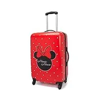 disney valise minnie mouse pour adultes et enfants | sac à bagages cabin small, medium ou large options | femmes filles rouge couverture rigide carry on chariot de voyage