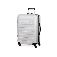 pierre cardin voyager valise rigide – bagage de voyage avec 4 roues pivotantes | poignée télescopique | valise à coque rigide cl893, gris clair, m, valise