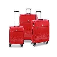 roncato crosslite lot de 3 valises à 4 roulettes, rouge, taille unique