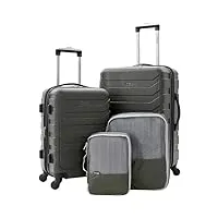 wrangler lot de 4 valises et cubes d'emballage, vert, 4-piece set, lot de 4 valises et cubes d'emballage