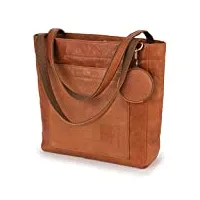 berliner bags vintage sac à main en cuir seville, shopper cabas tote pour femme - marron