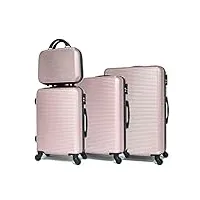 celims valise à traits, rose gold, lot de 3 valises et 1 vanity case
