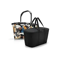 reisenthel ensemble sac fourre-tout bk + coolerbag uh bkuh, panier de courses avec sac isotherme assorti., cadre miami noir + noir, cabas