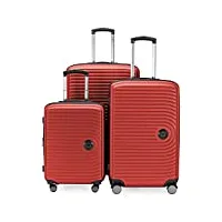hauptstadtkoffer mitte - lot de 3 valises - valise bagage à main 55 cm, valise moyenne 68 cm + grande valise de voyage 77 cm, coque rigide abs, tsa, rouge