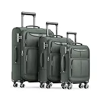 showkoo set de 3 valises de voyage tissu oxford souple extensible légère durable trolley sets de bagages cabine avec 4 roulettes silencieuses à 360° et serrure tsa (m l xl-vert)