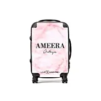 valise personnalisable en coton avec serrure tsa avec 4 roulettes pivotantes (cabine 56 cm), marbre rose., 3 piece set: cabin + medium + large