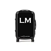 valise à initiales avec serrure tsa et 4 roulettes pivotantes noir 56 cm, noir , 3 piece set: cabin + medium + large