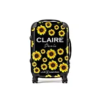 live x maintain valise personnalisée avec nom et texte - tournesol - légère - serrure tsa - 4 roues pivotantes - valise rigide - valise cabine et tenue, noir , 3 piece set: cabin + medium + large