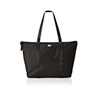 lacoste grand sac cabas izzie femme, noir vert fluo, taille unique