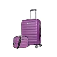 itaca - valises. lot de valise rigides 4 roulettes - valise grande taille, valise soute avion, bagages pour voyages.ensemble valise voyage. verrouillage à combinaison 71260b, violet