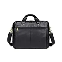 msfcjr sacs d'ordinateurs, porte-documents, véritable cuir voyage sacs à bandoulière à bagages, business cowhide messenger sacs, noir (color : black)