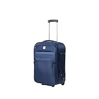 bemon valise cabine souple en toile 55cm 2 roues bleu