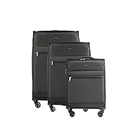 bemon valise souple en toile lot de 3 - (78cm, 68cm, 55cm) noir
