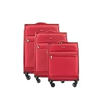 bemon valise souple en toile lot de 3 - (78cm, 68cm, 55cm) rouge