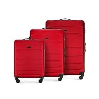 wittchen valise de voyage bagage à main valise cabine valise rigide en abs avec 4 roulettes pivotantes serrure à combinaison poignée télescopique globe line set de 3 valises rouge