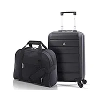 aerolite 55x35x25 + 40x30x15 ensemble bagage cabine maximum pour air france et klm (valise noir + sac)