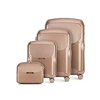 wittchen lady 2 line ensemble de 4 valises (s+m+l+trousse de toilette) valises de voyage valises en polycarbonate à 4 roues pivotantes serrure à combinaison manche télescopique rose muet