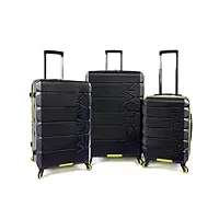 nautica lightview ensemble de 3 valises rigides bleu marine/jaune, bleu marine/jaune, lightview, bleu marine/jaune, lightview lot de 3 valises rigides