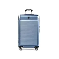 travelpro platinum elite valise rigide extensible en soute, 8 roulettes, serrure tsa, valise rigide en polycarbonate, bleu ciel foncé, grand modèle à carreaux 72 cm
