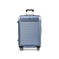 travelpro platinum elite valise rigide extensible en soute, 8 roulettes, serrure tsa, valise rigide en polycarbonate, bleu ciel foncé, à carreaux moyen 64 cm