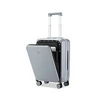 hanke valise de cabine de 45,7 cm, 50,8 cm, 61 cm avec poche avant pour ordinateur portable, bagage à roulettes de voyage, cadre en aluminium pc rigide avec roulettes pivotantes et serrure tsa, gris,