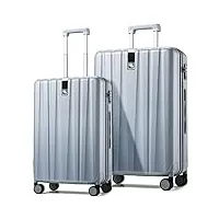 hanke valise de cabine légère rigide en pc, gris, 20 inch carry on, hanke valise rigide légère et résistante aux rayures.