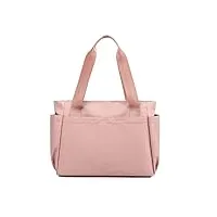 porrasso sac d'épaule nylon sac à main femmes sac fourre-tout sac cabas pour shopping voyage travail usage quotidien rose