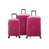 delsey paris - belmont plus - set de 3 valises rigides 55cm / 71cm / 83cm - framboise