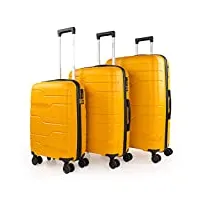itaca - set de valises rigides 4 roulettes - valise grande taille, valise soute avion, bagages pour voyages, lot de valises à roulette. fabriquées en pp matériau résistant 760300, jaune
