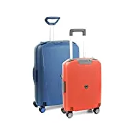 roncato lot de 2 valises à roulettes moyennes et bagages à main, rigides et fabriqué en italie, bleu et orange., valise rigide et imperméable avec système de sécurité approuvé par tsa