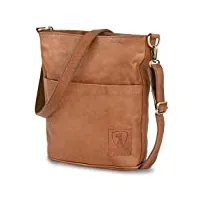 berliner bags vintage sac à main en cuir sofia, cabas sac bandoulière avec 2 sangles pour femme - marron