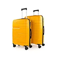 itaca - set de valises rigides 4 roulettes - valise grande taille, valise soute avion, bagages pour voyages, lot de valises à roulette. fabriquées en pp matériau résistant 760316, jaune