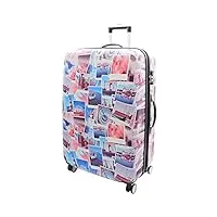 a1 fashion goods valise robuste à double 4 roues à coque rigide extensible avec impression de cartes postales, multicolore, large | 76x50x30cm/ 4.20kg, 100l/15l, bagage rigide extensible avec