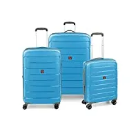 roncato flight dlx set 3 trolley rigide extensible avec tsa, turquoise