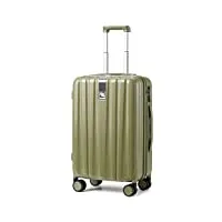hanke valise cabine rigide légère en polycarbonate, vert olive, 20 inch carry on, valise rigide légère et résistante aux rayures